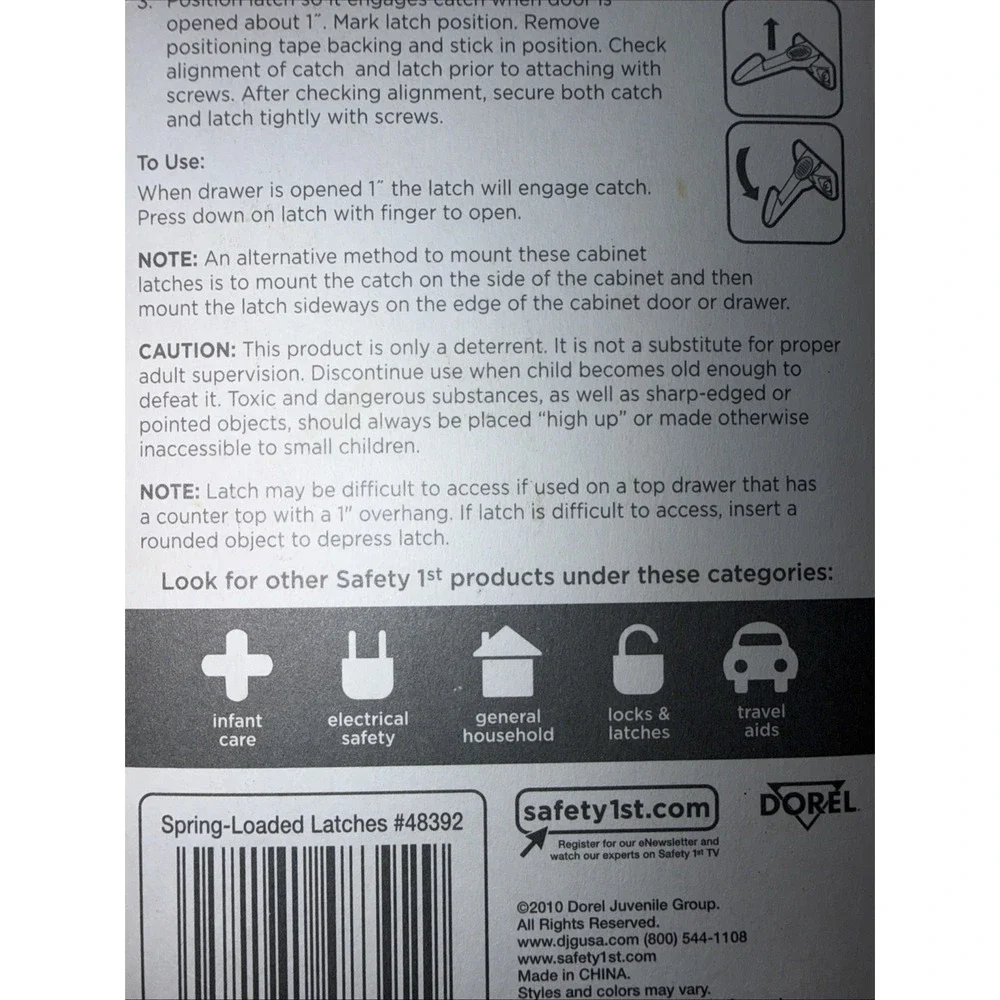 Safety 1st Spring Loaded Cabinet & Drawer Latches ( 10 Pack) NEW 48392